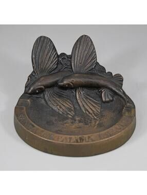 Santa Catalina Island Flying Fish Metal Ashtray Souvenir Retro Mid Century VTG